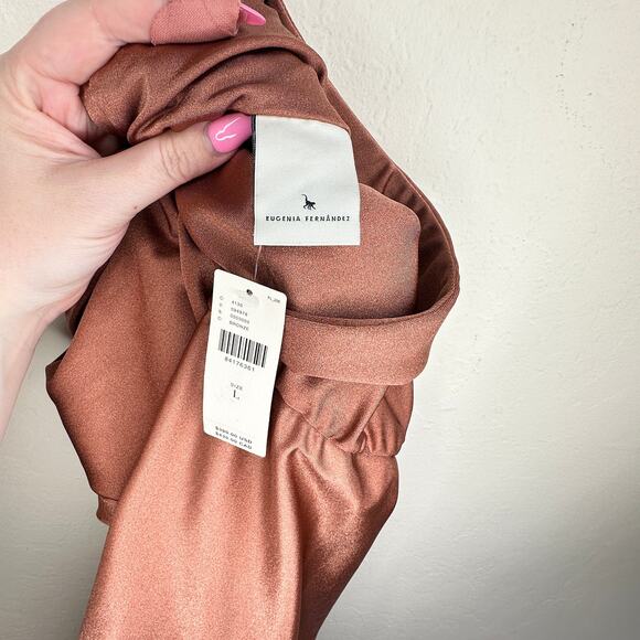 NWT Anthropologie Eugenia Fernandez Strapless Draped Mini Dress Bronze Large - Picture 8 of 15